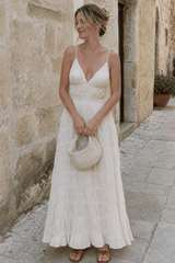 Spaghetti Strap Deep V Boho Dress
