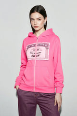 Printed Zip-Up Street Hoodie