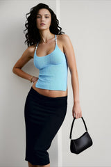 Mozision Knit Crop Backless Lace-Up Cami Top