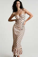 Polka Dot Ruched Slip Dress