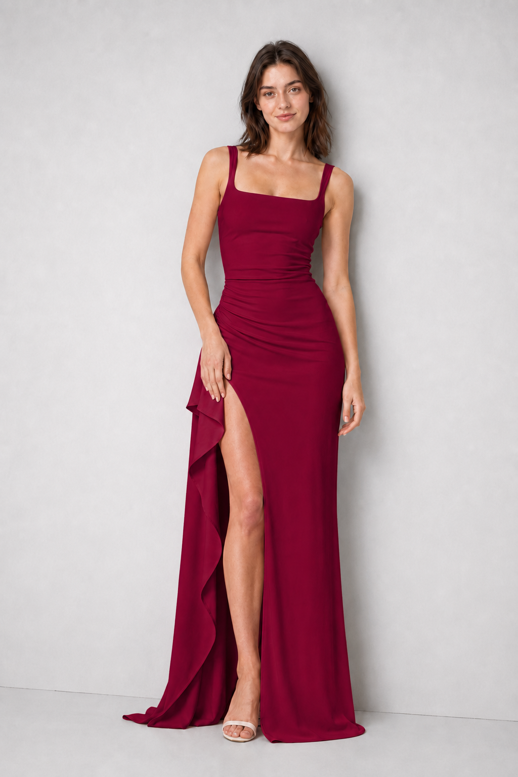 Sexy Spaghetti Strap High Slit Maxi Party Dress