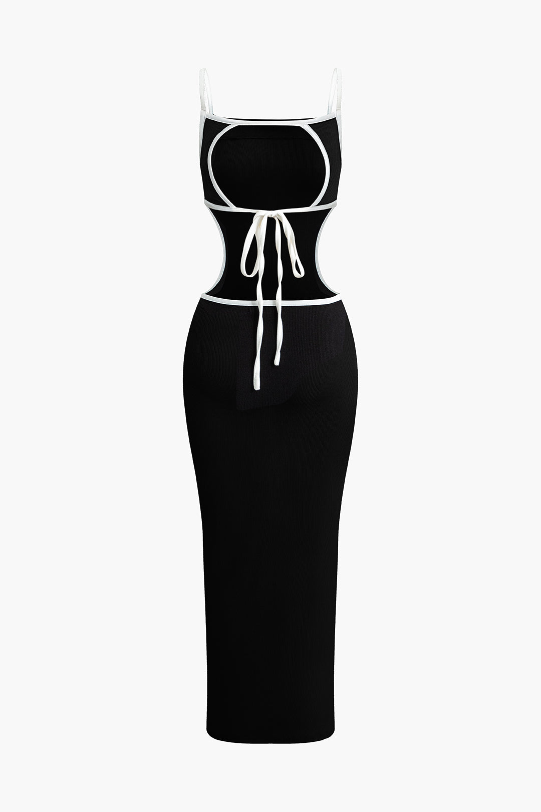 Contrast Cut Out Backless Slip Maxi Dress