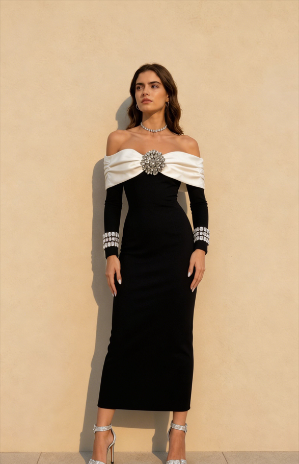 Elegant Sequin Sexy Off-the-Shoulder Evening Dress