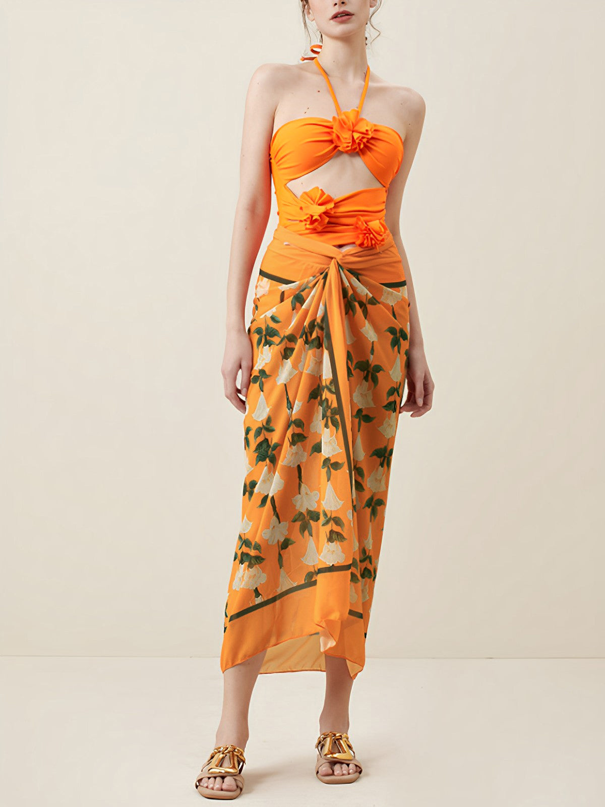 Floral Pattern Cover Up Wrap Set