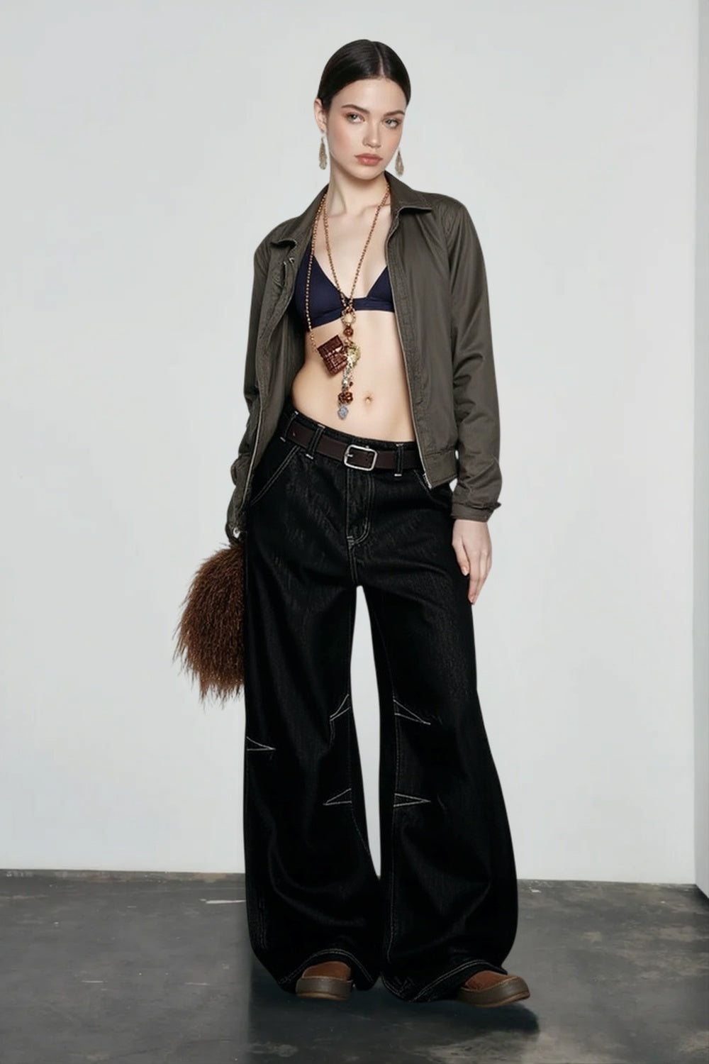 Wide-Leg Drapey Jeans