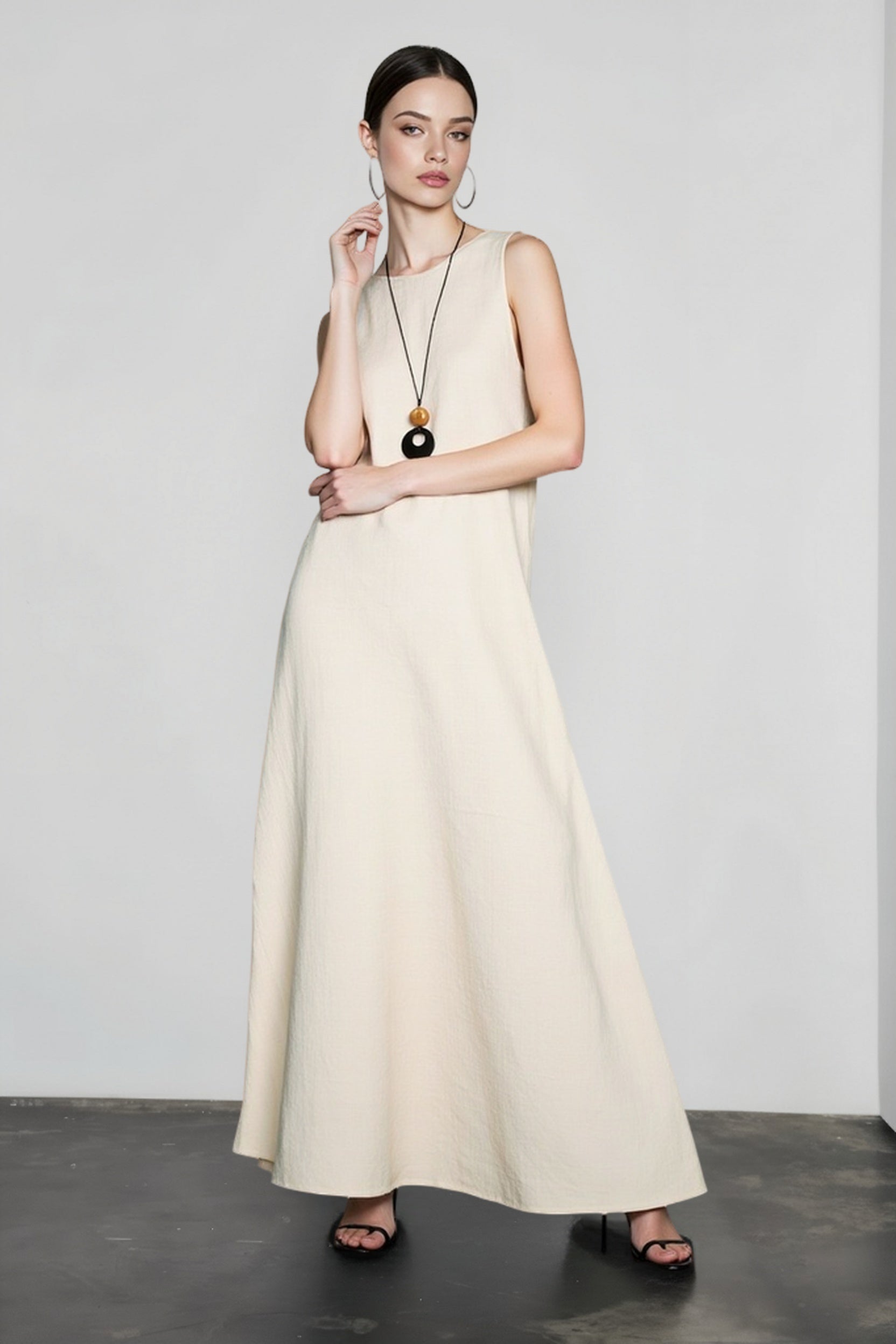 Pure Linen Tank Maxi Vacation Dress