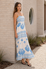 Shell Print High Waist Flowy Cami Maxi Dress