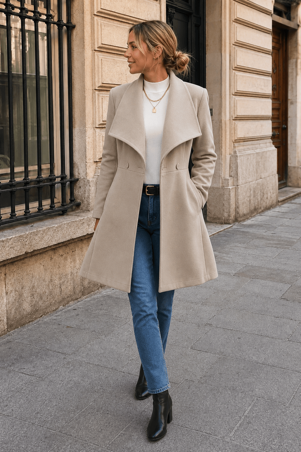 Belted Wool Long Coat