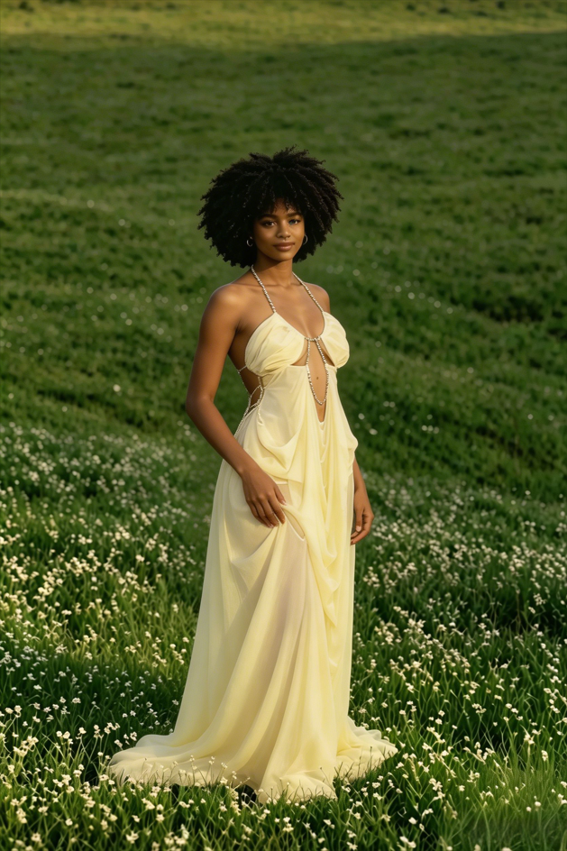 Irregular Sheer Tulle Patchwork Metal Decorative Prom Dress