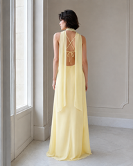 V Neck Tie Back Satin Maxi Dress