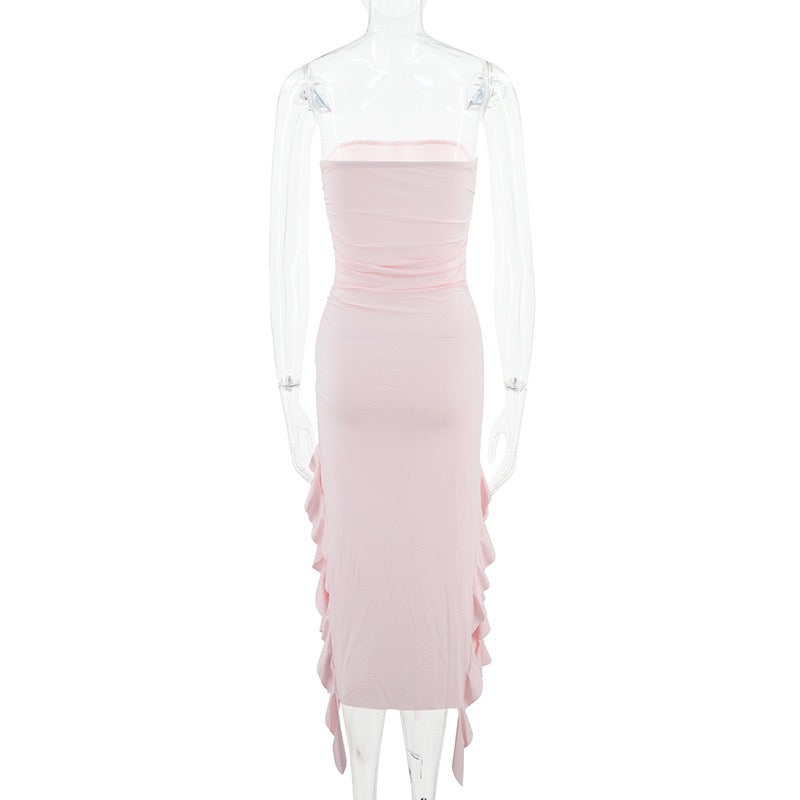 Ruffled Hem Slit Maxi Dress