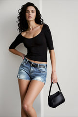 Low Cut U Neck Solid Color Slim Cami Top