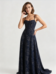 Spaghetti Strap Chiffon Floral Formal Dress