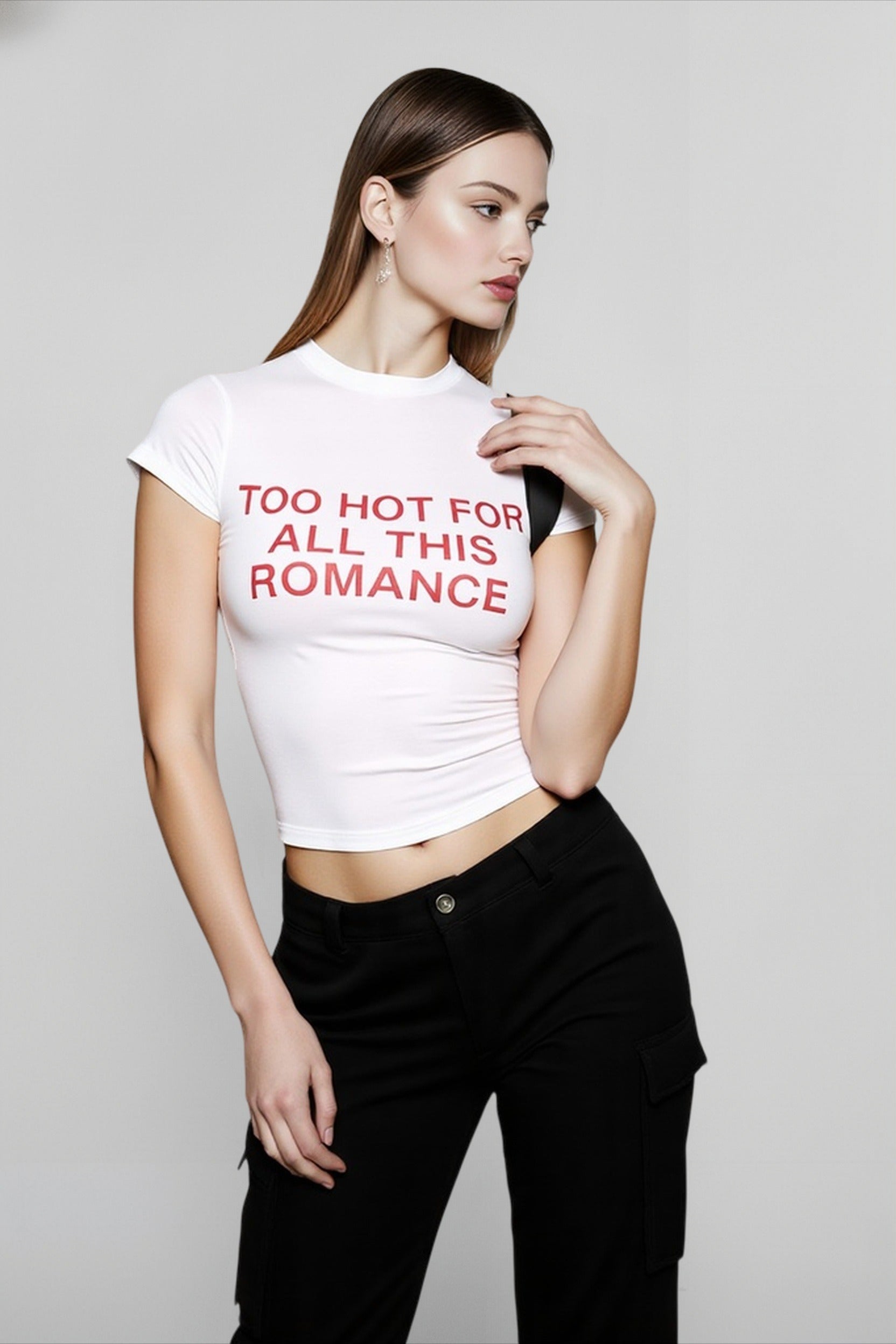 Contrast Letter Print Cropped T-shirts