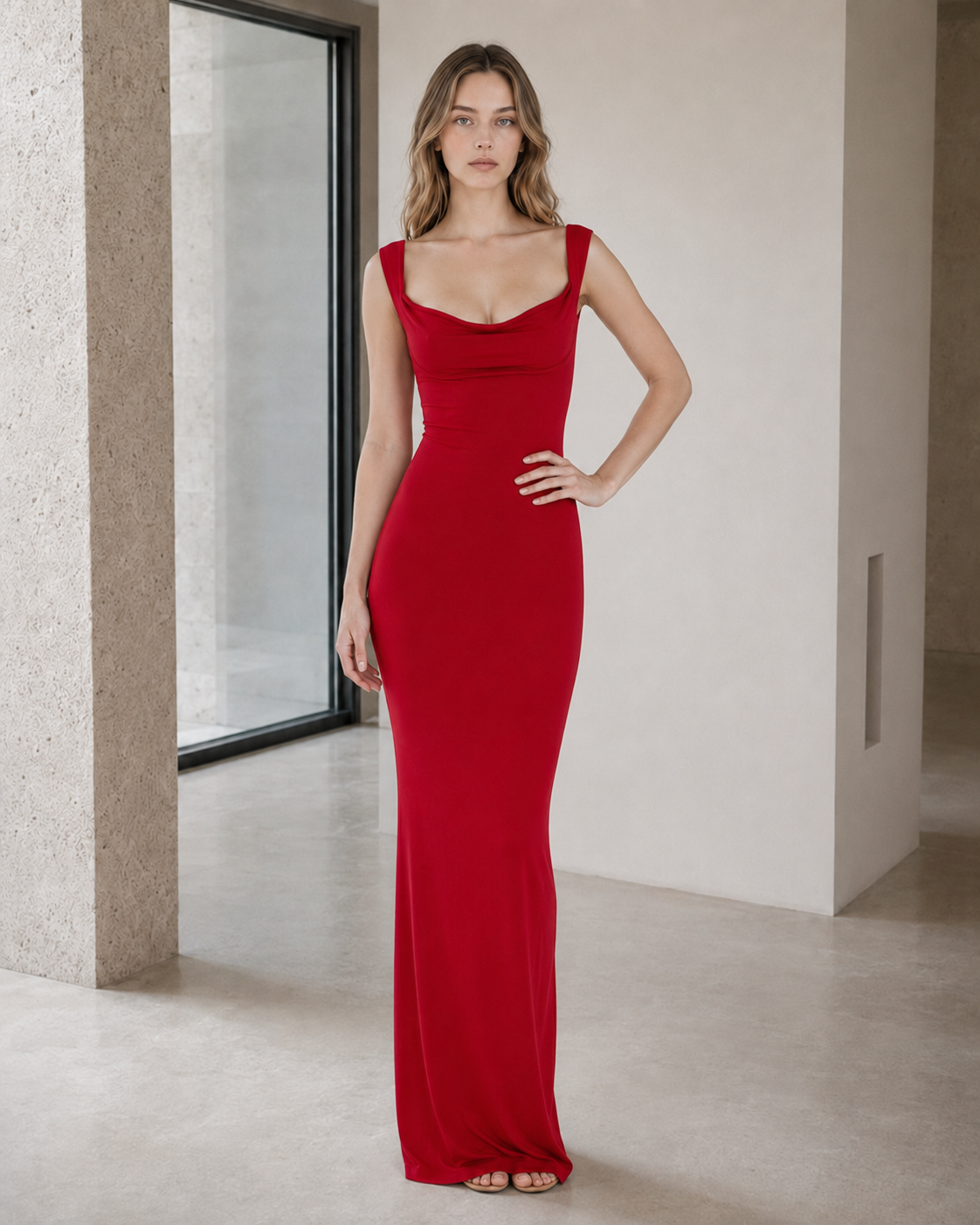 Bow Back Spaghetti Strap Formal Dress