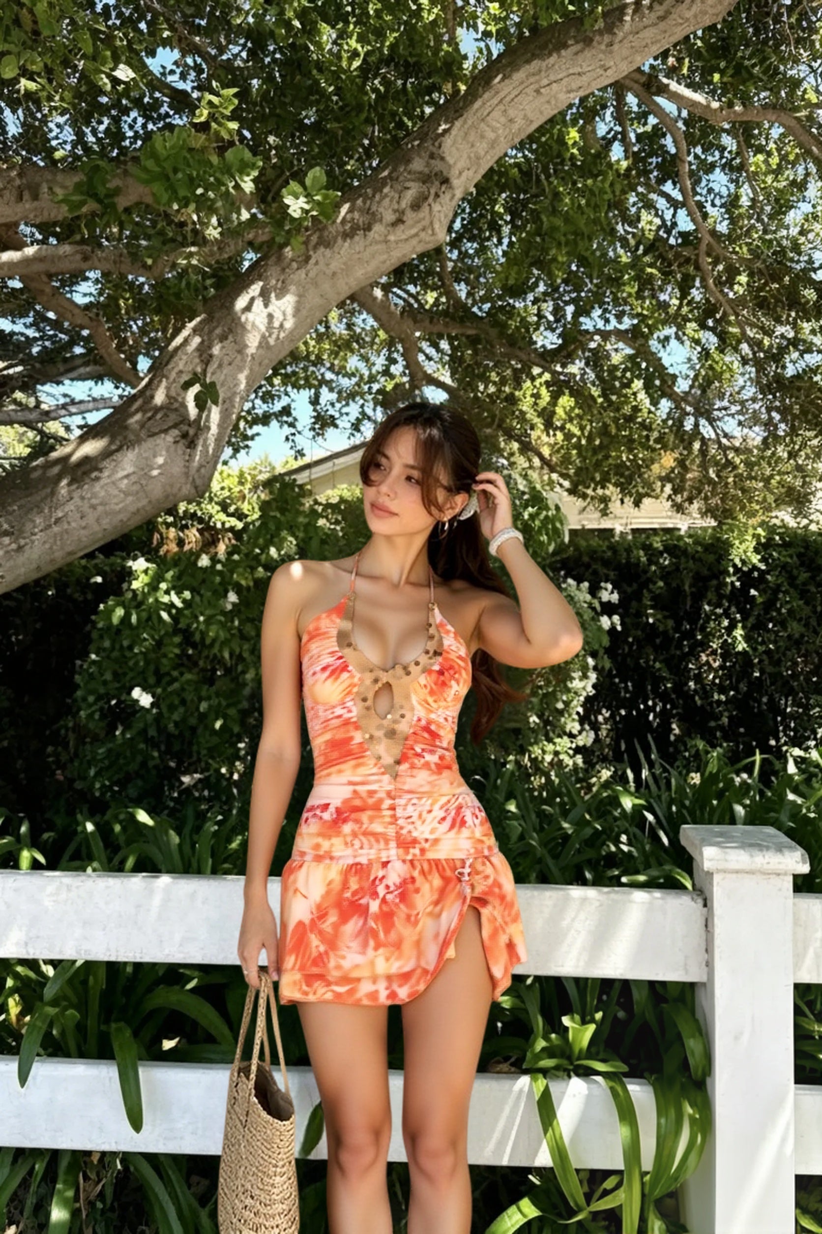 Summer Printed Halter Backless Floral Dress