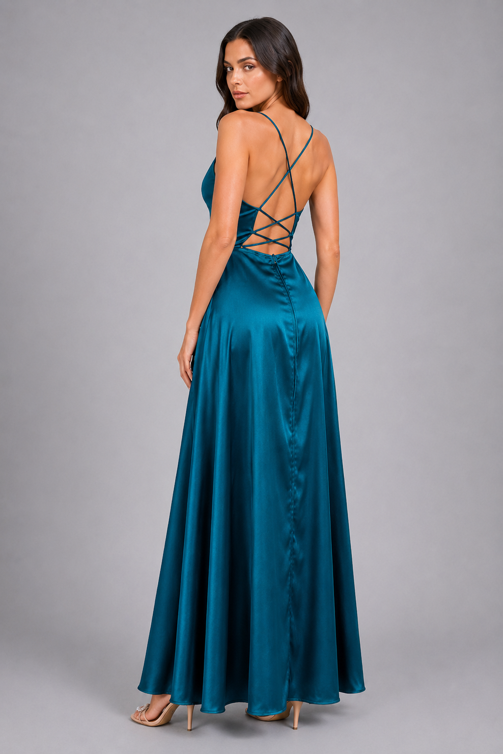 Elegant Spaghetti Strap Ruched Formal Dress