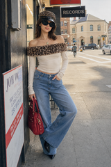 Sexy Asymmetric Fuzzy Off Shoulder Long Sleeve Tee