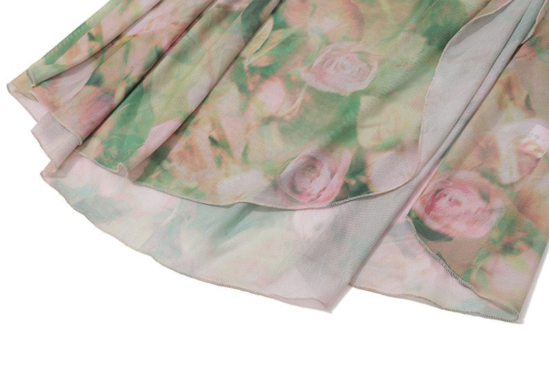 Floral Print Ruched Cami Dress With High Split