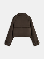 Double-Button Cropped Trench Coat