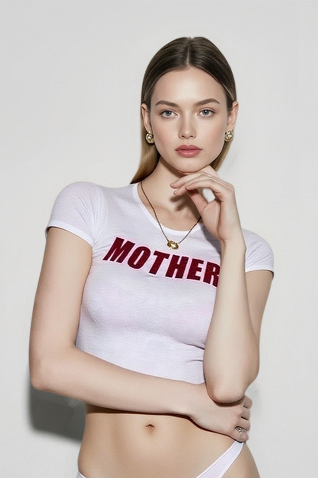 Trendy Graphic Edgy Cut Out Crop Tee T-Shirt
