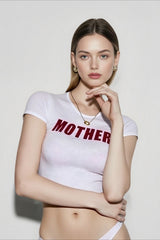 Trendy Graphic Edgy Cut Out Crop Tee T-Shirt