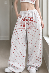Star Letter Embroidered Cotton Baggy Sweat Pants