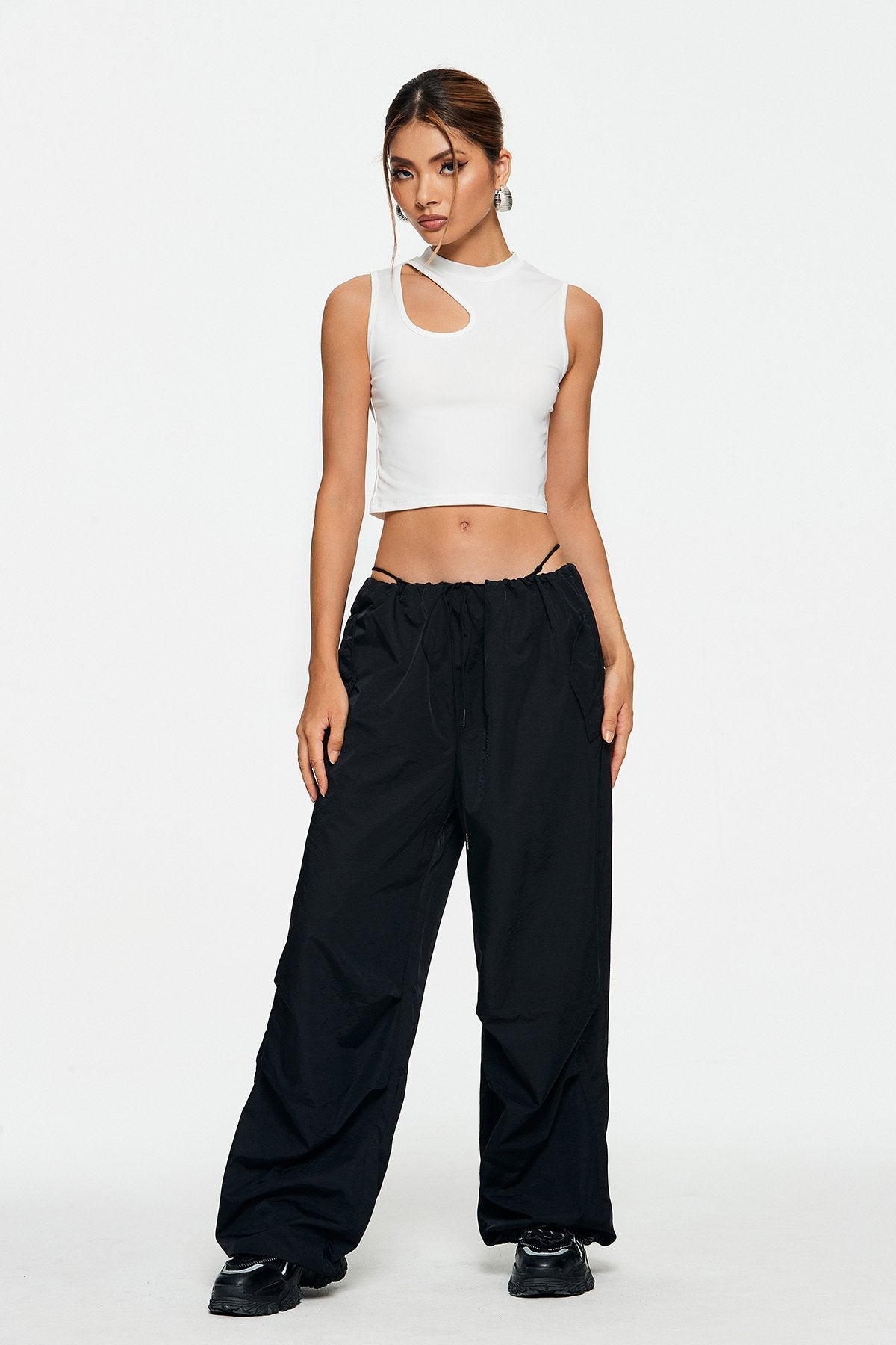 Basic Cut Out Sleeveless Solid Tank Top