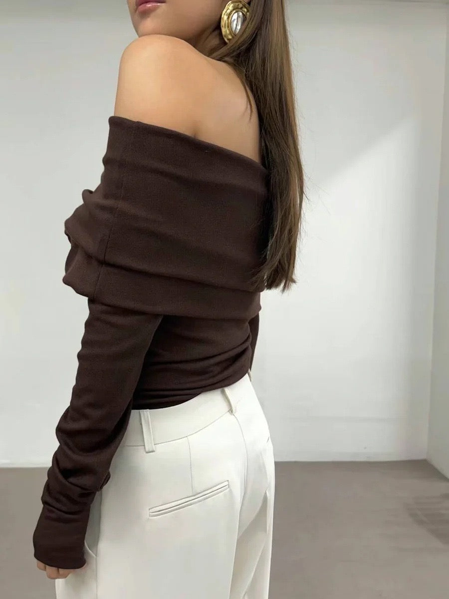 Wool-Blend Elegant Ruched Slim Sweater