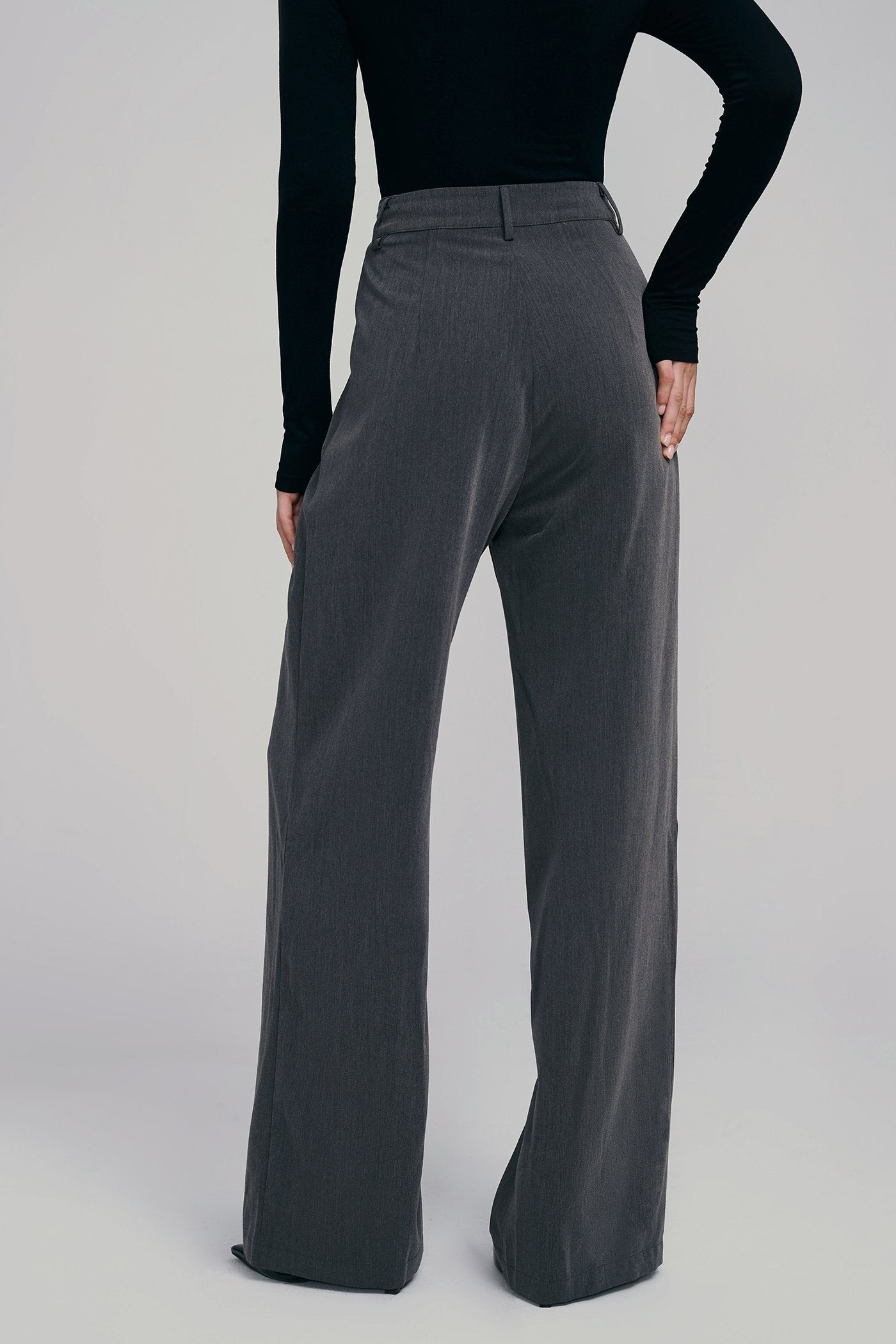 High Waist Dual Pocket Draped Wide Leg Pants