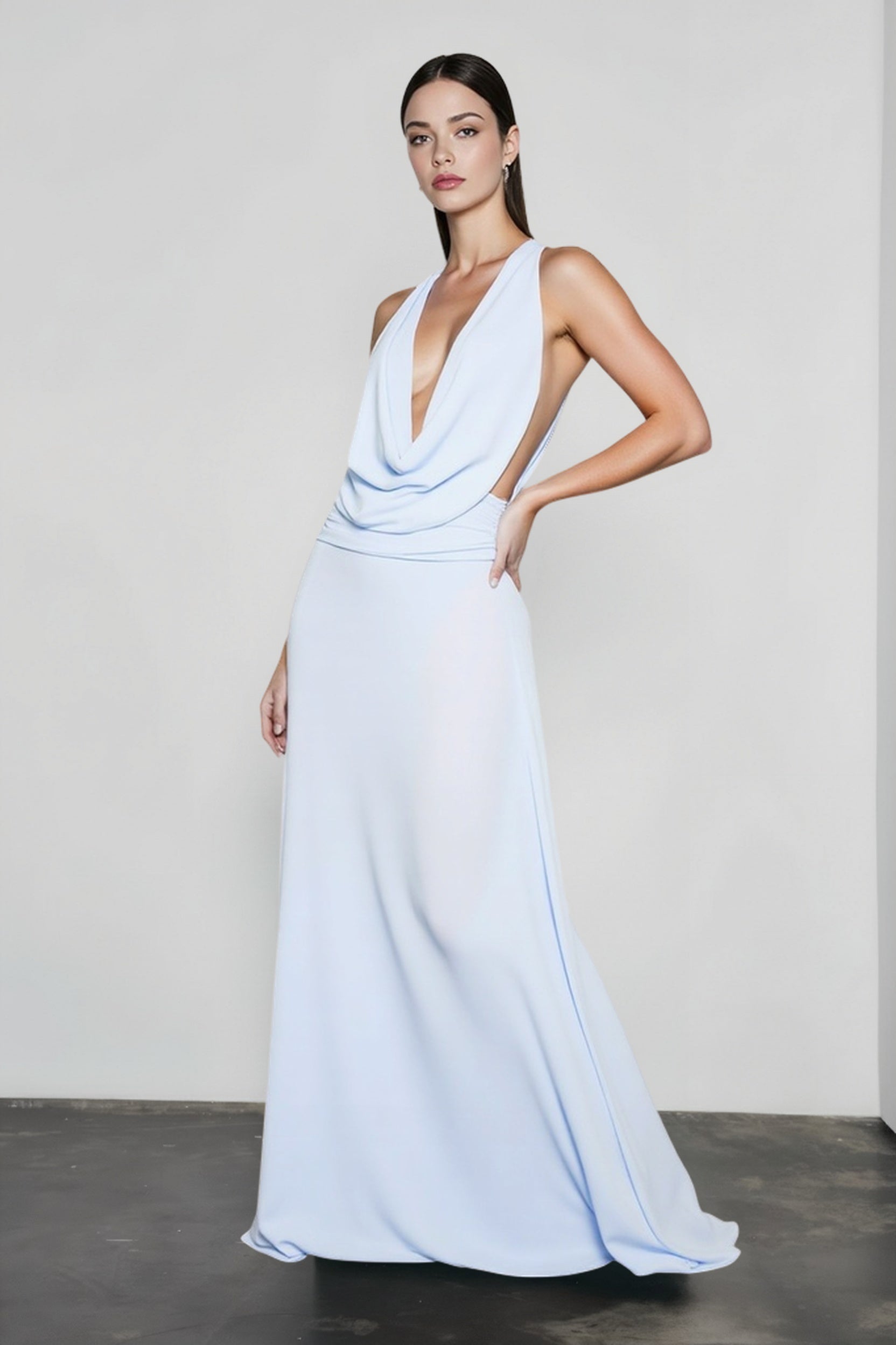 Printed Halter Cowl Neck Bodycon Vacation Dress