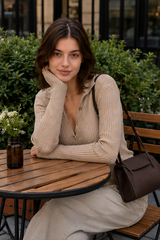 Solid Color Retro Knit Blouse