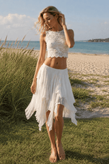 Ruffled Asymmetrical Midi Skirt