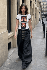 Washed Button Fly Wide Leg Jeans
