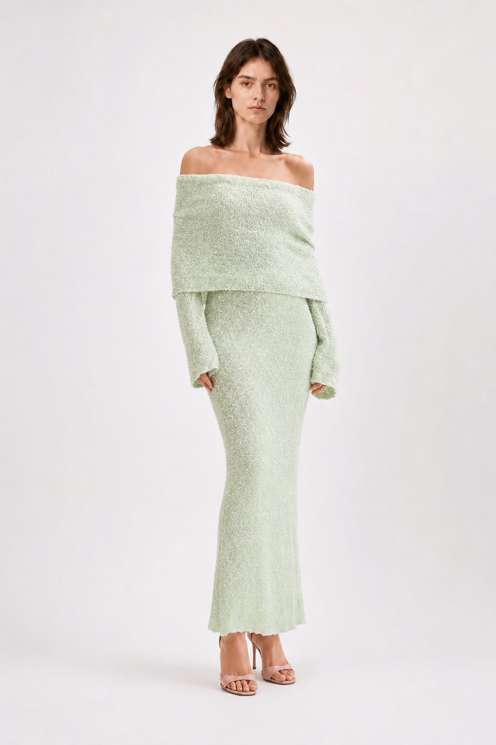 Off Shoulder One Shoulder Knit Sweater Dress