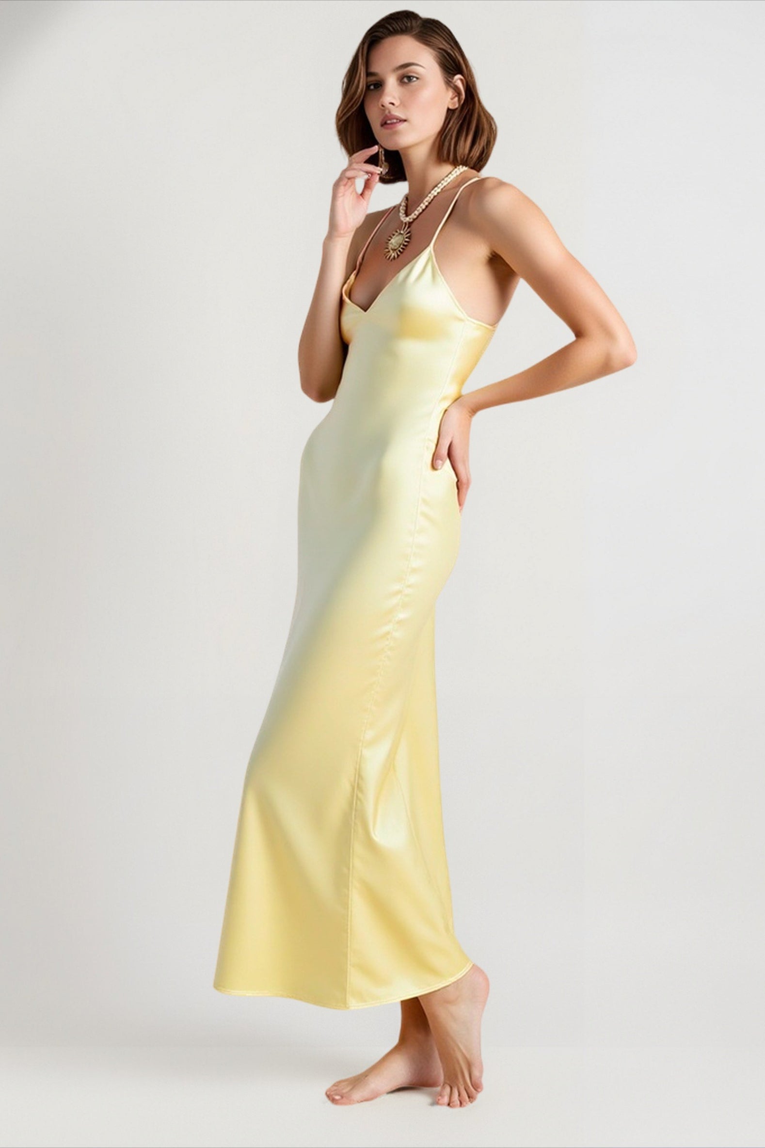 Yellow Stain Sling Midi Dress