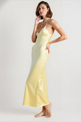 Yellow Stain Sling Midi Dress