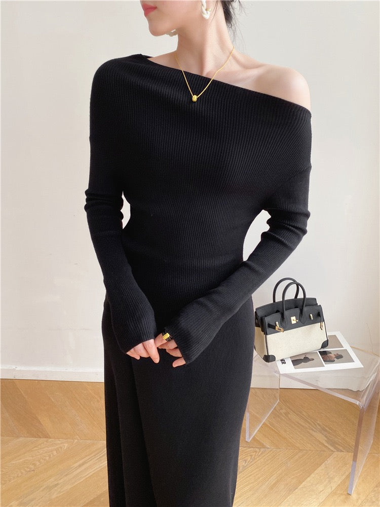 Caramel Slit Maxi Knit Set