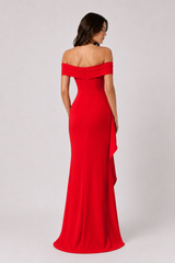 Off Shoulder Slit Party Formal Dress