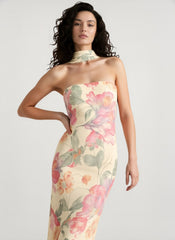 Floral Tie Fishtail Vacation Maxi Dress