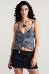 Sheer Mesh Deep V Cami Top