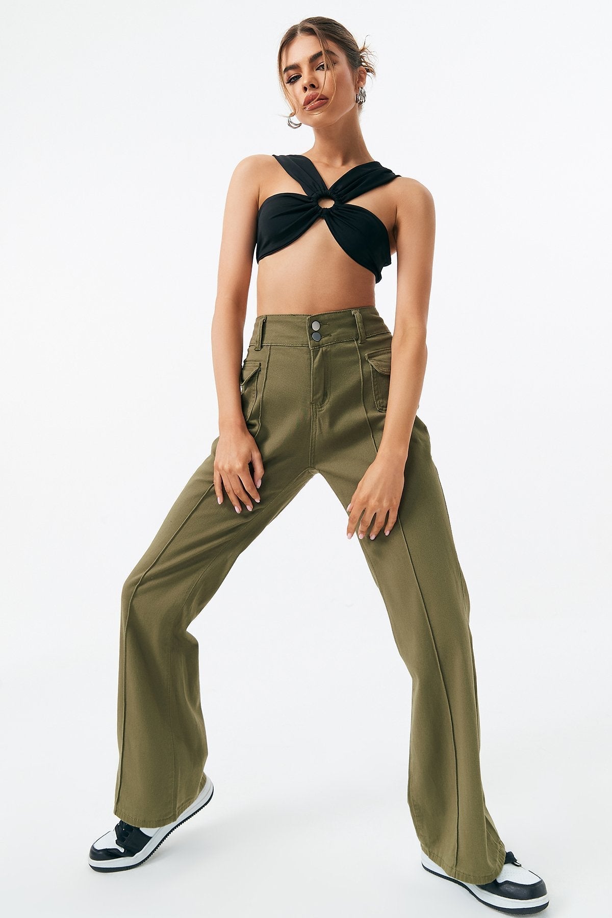 O-Ring Front Cut Out Crop Top