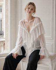 Sexy Solid Color Batwing Off-the-Shoulder Long Sleeve Blouse