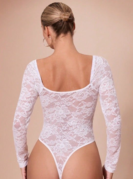 Cadrot Long Sleeve Lace Bodysuit