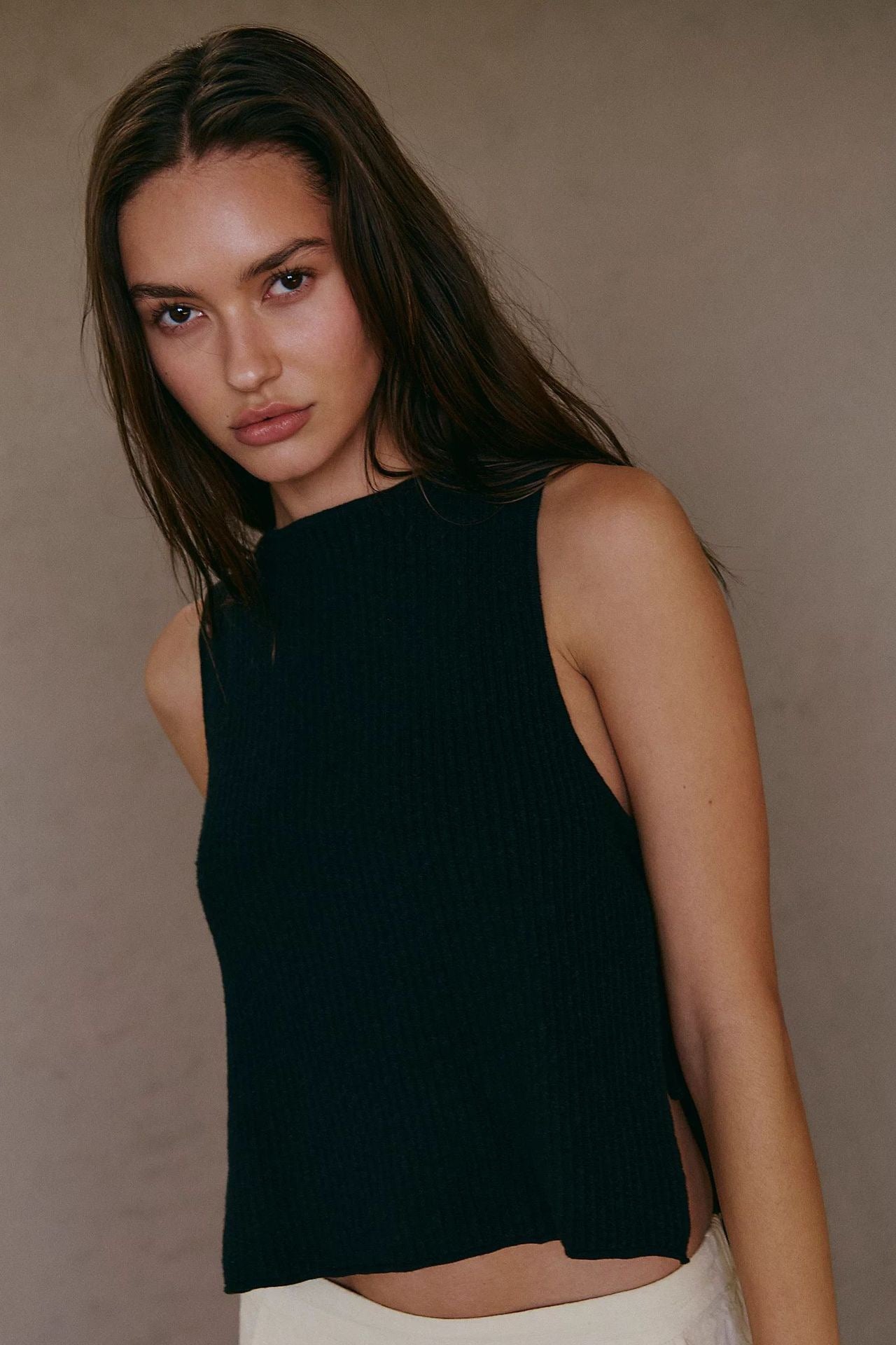 Knit Top With Side Tie Detail