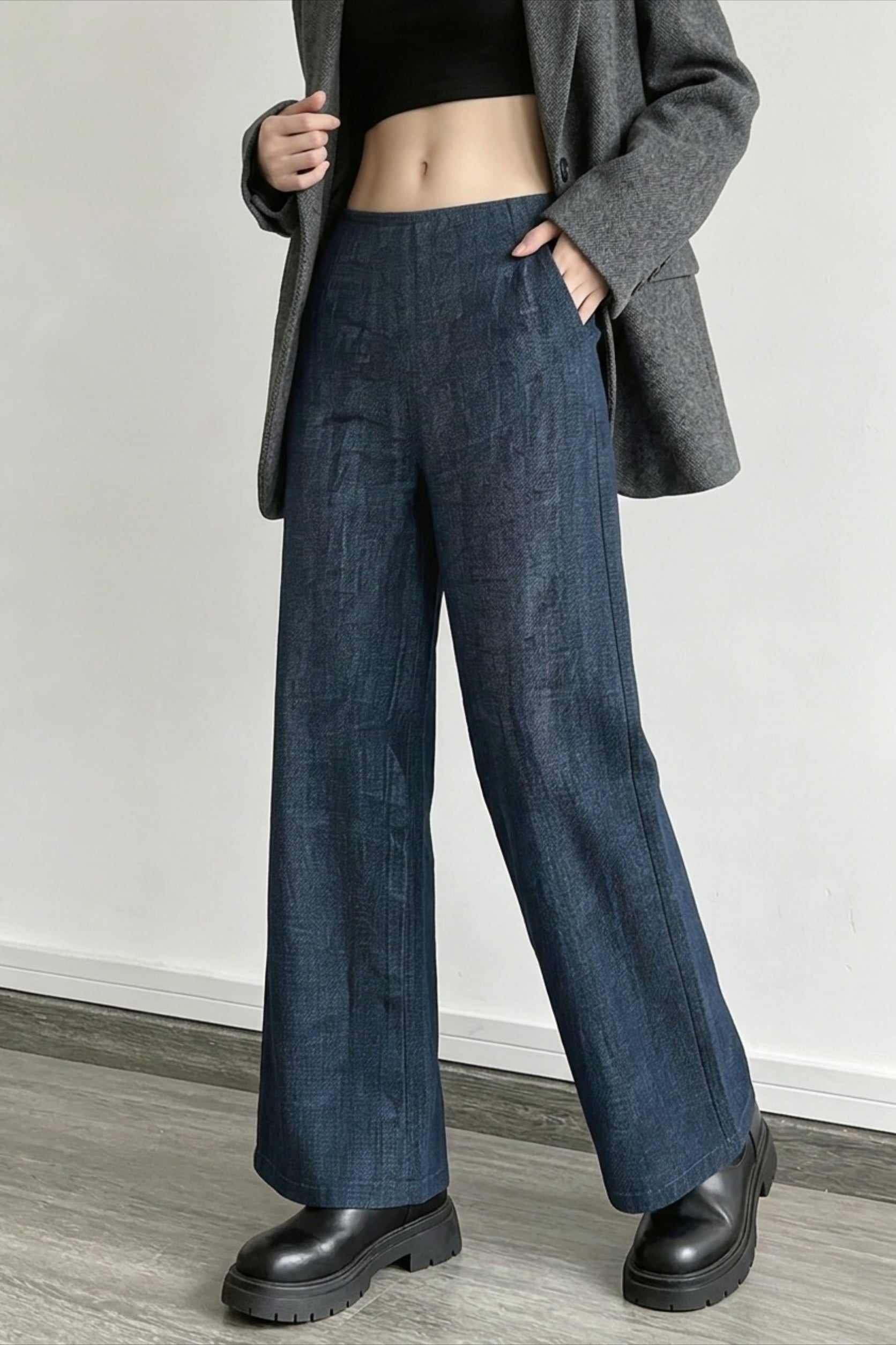 Linen Yarn Dyed Wide Leg Pants