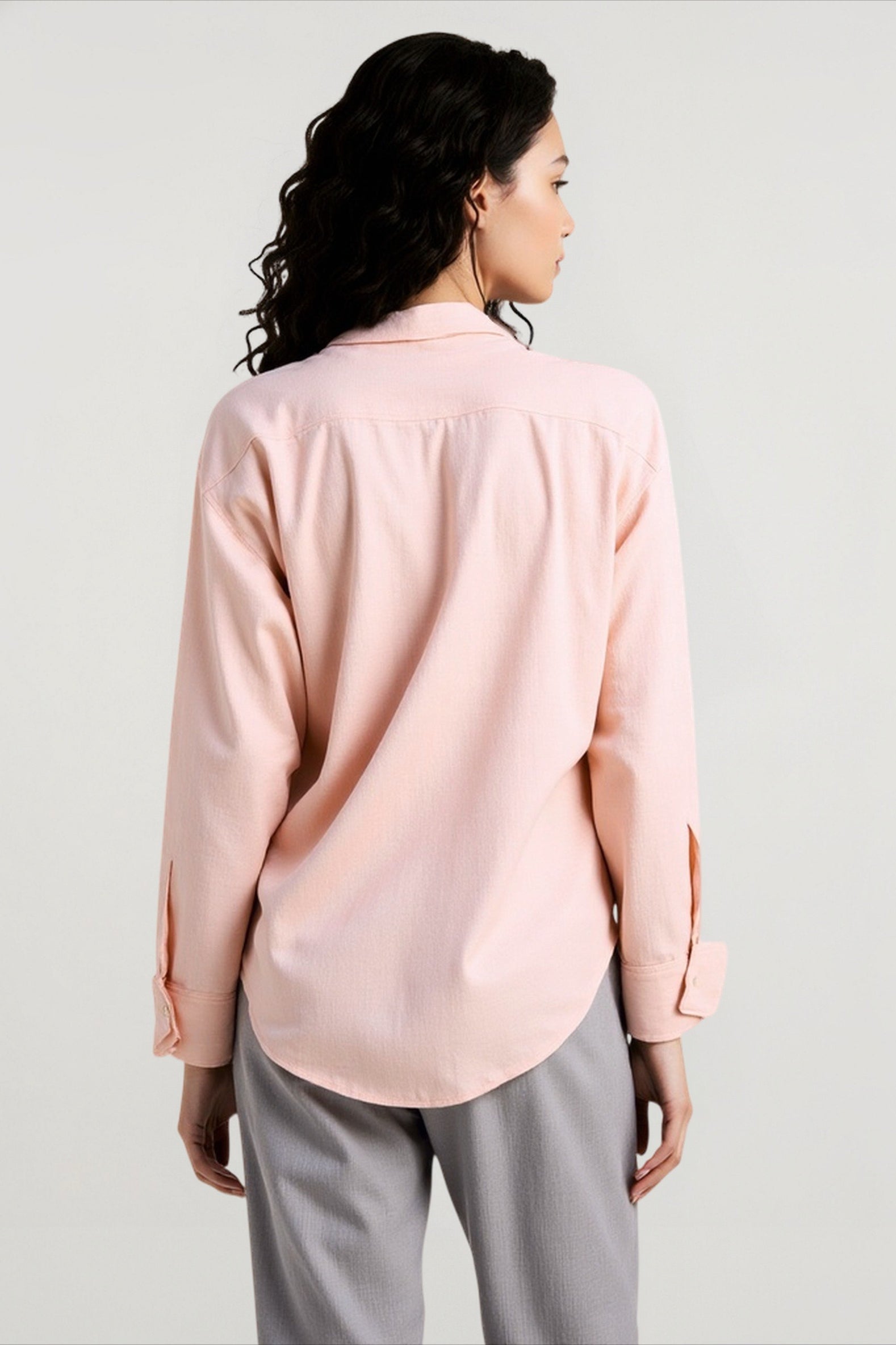 Linen Solid Button Down Blouse