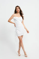 Halter Neck Three-dimensional Flower Ruffle Mini Dress