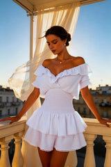 Summer Women  Slash Neck Mini Dress