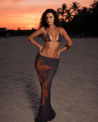 Printed Tie Low Rise Three Piece Swim Set